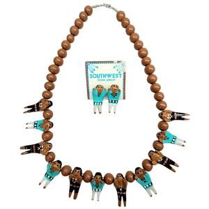 Artisan Storyteller Margaret‎ Quintana Clay Figure Necklace Earrings Jewelry Set